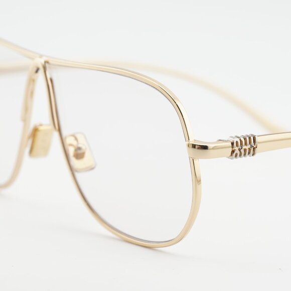 Miu Miu MUA56S 5AK08N Sunglasses Gold Geometric Frame, Blue Light Block Lenses main image 4